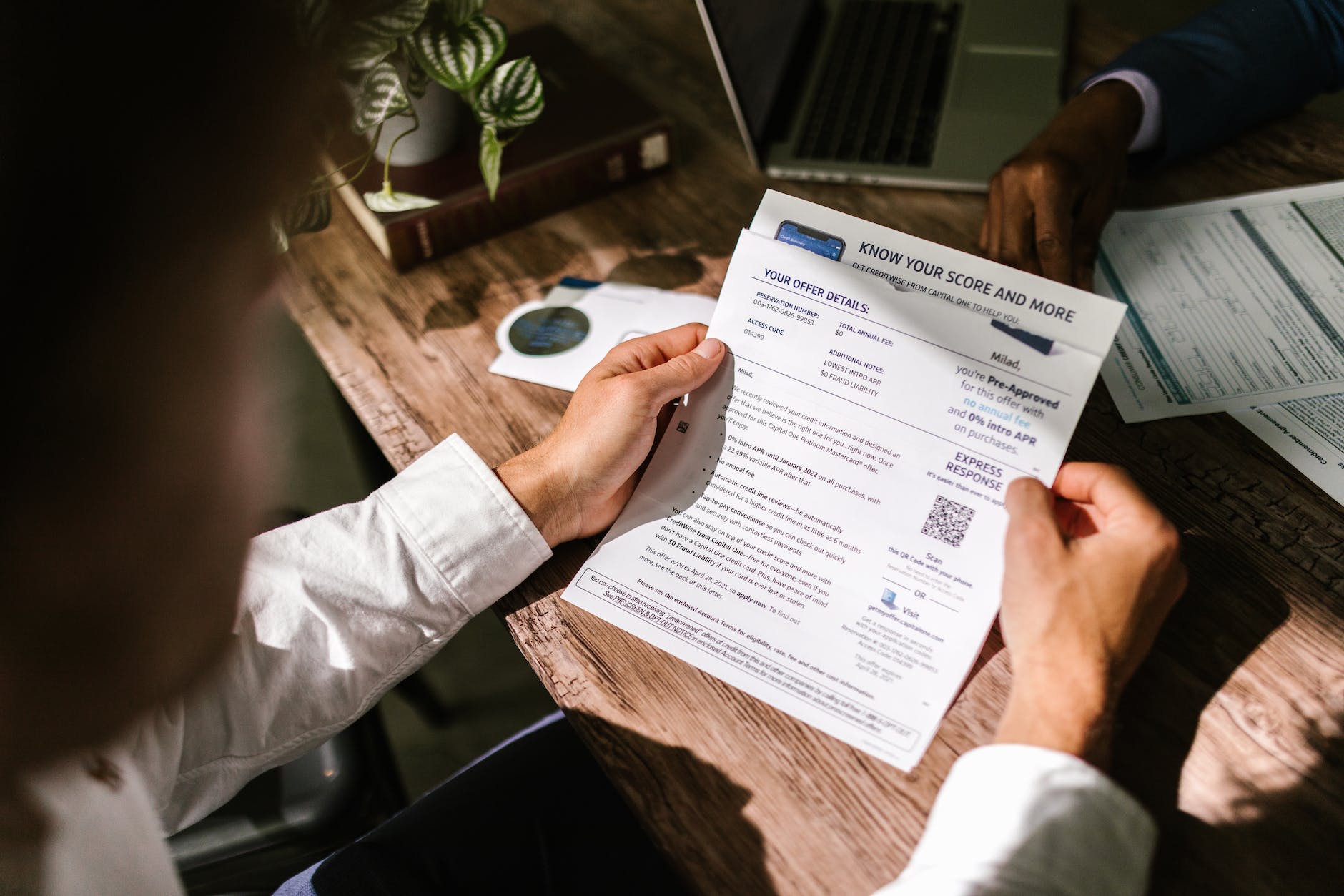 person reading a document